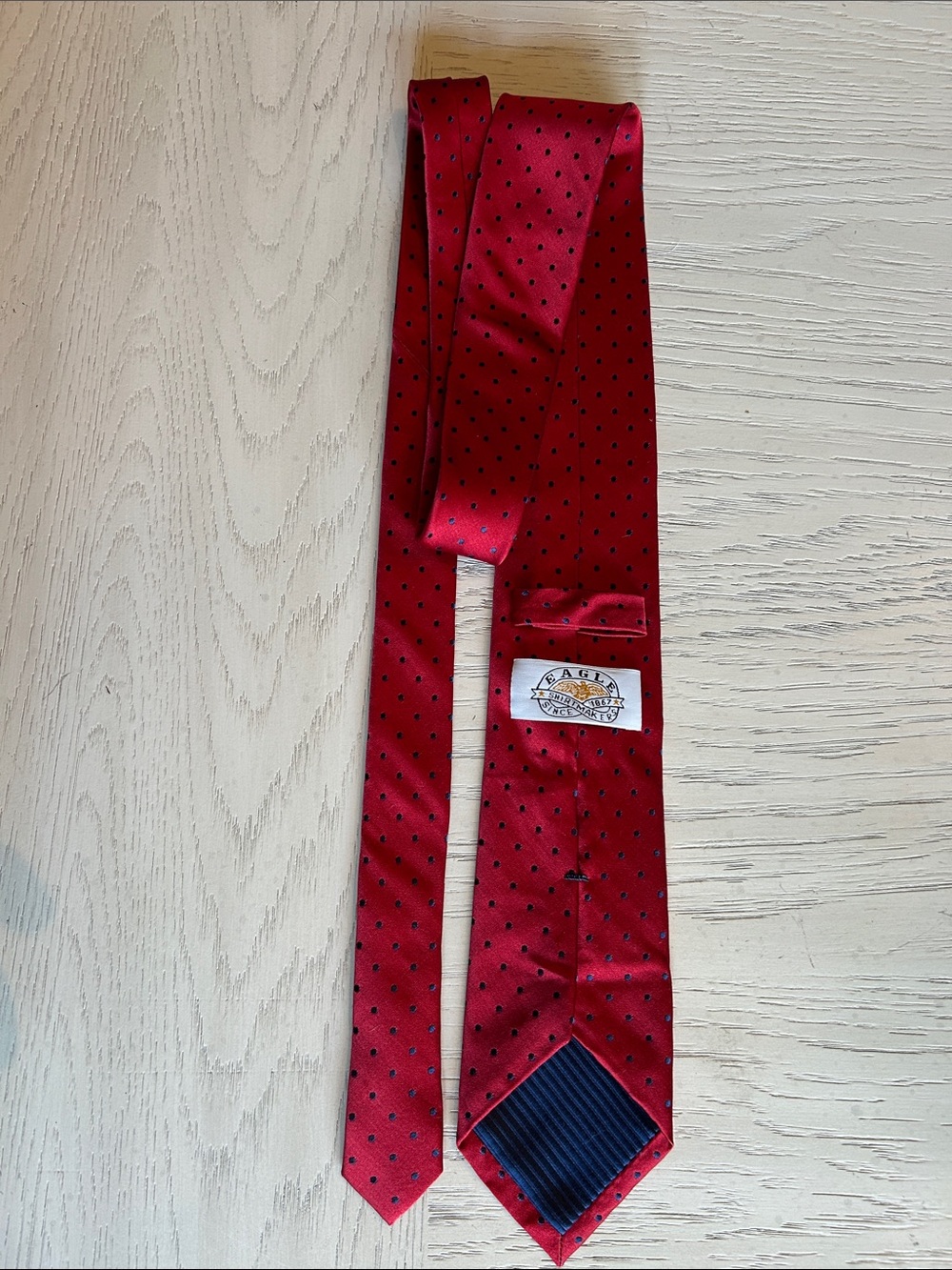 Eagle Shirtmakers 100% Silk Red Polka Dot Men's Silk Tie